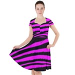 Pink Zebra Cap Sleeve Midi Dress