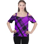 Purple Plaid Cutout Shoulder Tee