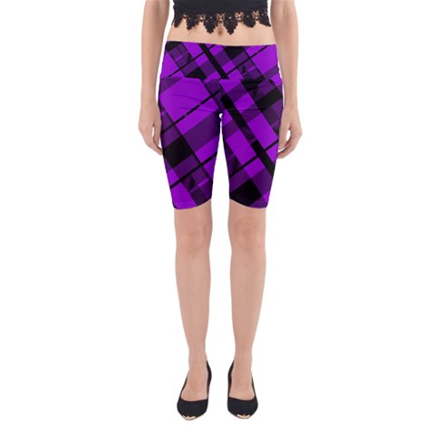 Purple Plaid Yoga Cropped Leggings from ArtsNow.com