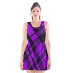 Purple Plaid Scoop Neck Skater Dress