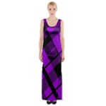 Purple Plaid Thigh Split Maxi Dress