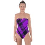 Purple Plaid Tie Back One Piece Swimsuit