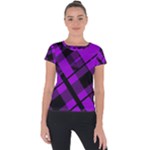 Purple Plaid Short Sleeve Sports Top 