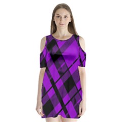 Purple Plaid Shoulder Cutout Velvet One Piece from ArtsNow.com