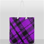 Purple Plaid Full Print Rope Handle Tote (Large)