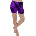 Purple Plaid Lightweight Velour Yoga Shorts