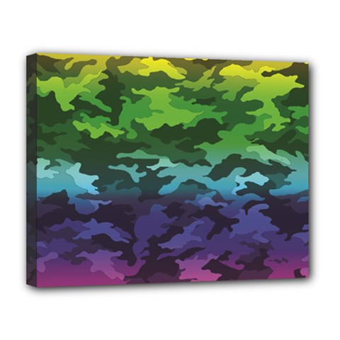 Rainbow Camouflage Canvas 14  x 11  (Stretched) from ArtsNow.com