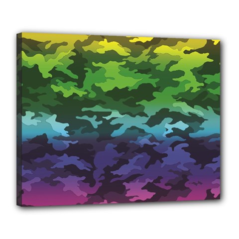 Rainbow Camouflage Canvas 20  x 16  (Stretched) from ArtsNow.com