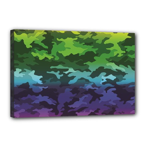 Rainbow Camouflage Canvas 18  x 12  (Stretched) from ArtsNow.com