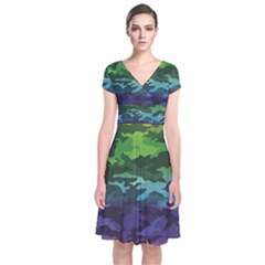 Short Sleeve Front Wrap Dress 