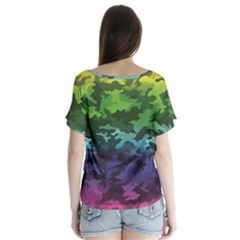 V-Neck Flutter Sleeve Top 