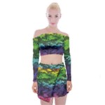 Rainbow Camouflage Off Shoulder Top with Mini Skirt Set