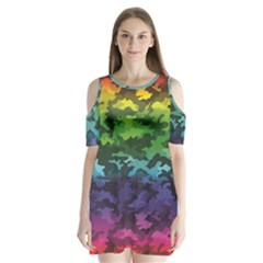 Rainbow Camouflage Shoulder Cutout Velvet One Piece from ArtsNow.com