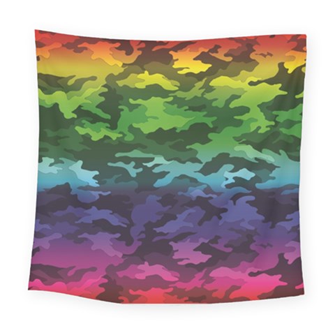 Rainbow Camouflage Square Tapestry (Large) from ArtsNow.com