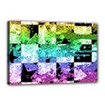 Rainbow Checker Skull Splatter Canvas 18  x 12  (Stretched)