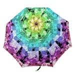 Rainbow Checker Skull Splatter Folding Umbrella