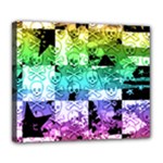 Rainbow Checker Skull Splatter Deluxe Canvas 24  x 20  (Stretched)