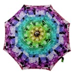 Rainbow Checker Skull Splatter Hook Handle Umbrella (Medium)