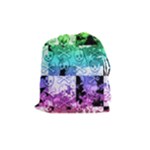 Rainbow Checker Skull Splatter Drawstring Pouch (Medium)