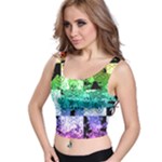 Rainbow Checker Skull Splatter Crop Top