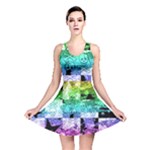 Rainbow Checker Skull Splatter Reversible Skater Dress