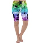 Rainbow Checker Skull Splatter Cropped Leggings 