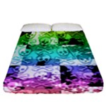 Rainbow Checker Skull Splatter Fitted Sheet (California King Size)