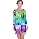 Rainbow Checker Skull Splatter Long Sleeve Nightdress