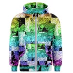 Rainbow Checker Skull Splatter Men s Zipper Hoodie