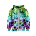 Rainbow Checker Skull Splatter Kids  Zipper Hoodie