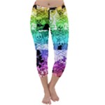 Rainbow Checker Skull Splatter Capri Winter Leggings 