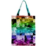 Rainbow Checker Skull Splatter Zipper Classic Tote Bag