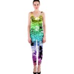 Rainbow Checker Skull Splatter One Piece Catsuit