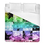 Rainbow Checker Skull Splatter Duvet Cover (Full/ Double Size)