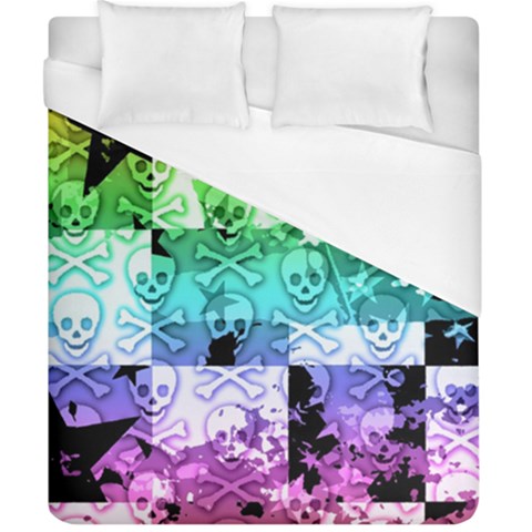 Rainbow Checker Skull Splatter Duvet Cover (California King Size) from ArtsNow.com