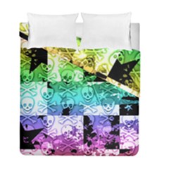Rainbow Checker Skull Splatter Duvet Cover Double Side (Full/ Double Size) from ArtsNow.com
