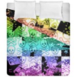 Rainbow Checker Skull Splatter Duvet Cover Double Side (California King Size)