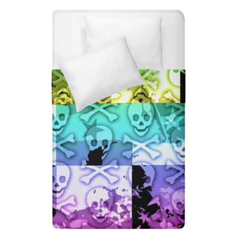 Rainbow Checker Skull Splatter Duvet Cover Double Side (Single Size) from ArtsNow.com