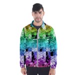 Rainbow Checker Skull Splatter Men s Windbreaker