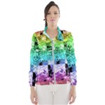 Rainbow Checker Skull Splatter Women s Windbreaker