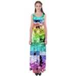 Rainbow Checker Skull Splatter Empire Waist Maxi Dress