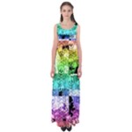 Rainbow Checker Skull Splatter Empire Waist Maxi Dress