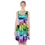 Rainbow Checker Skull Splatter Racerback Midi Dress