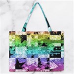 Rainbow Checker Skull Splatter Zipper Medium Tote Bag