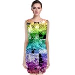 Rainbow Checker Skull Splatter Sleeveless Velvet Midi Dress