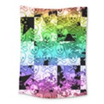 Rainbow Checker Skull Splatter Medium Tapestry