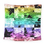 Rainbow Checker Skull Splatter Square Tapestry (Large)