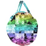 Rainbow Checker Skull Splatter Giant Round Zipper Tote