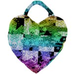 Rainbow Checker Skull Splatter Giant Heart Shaped Tote