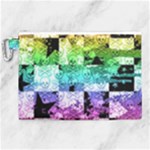 Rainbow Checker Skull Splatter Canvas Cosmetic Bag (XL)